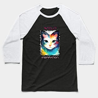 Cat Wild Nature Animal Colors Art Painting Baseball T-Shirt